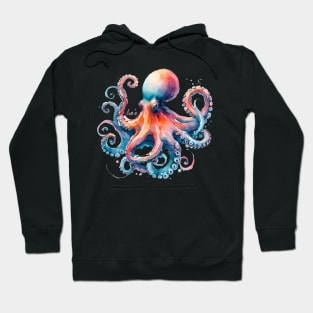 Watercolor Octopus - He'e in Hawaiian Hoodie